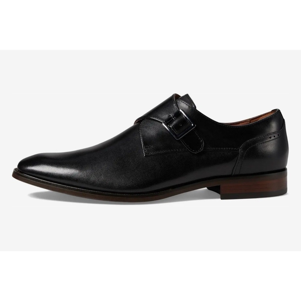 Florsheim Sorrento Plain Toe Single Monk Strap Black Leather Dress Shoe Men's 10